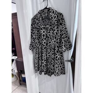 Curvesque Black Cream Floral Babydoll Sheer Puff Sleeve Jacket 1x